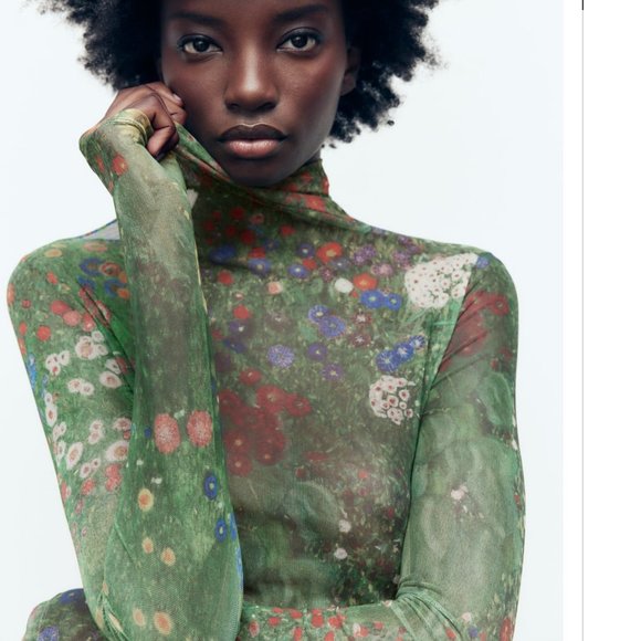 Zara Tops - Farm Garden with Sunflowers Tulle Bodysuit